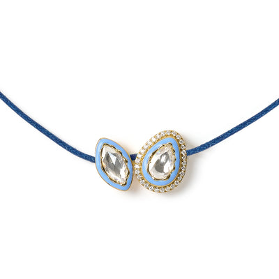 True Union - Navy, Periwinkle Blue & Gold Diamond Necklace