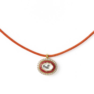 Eternal Lines - Orange, Deep Red & Gold Necklace