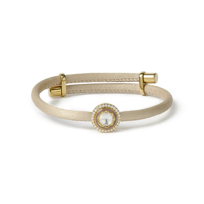 Infinity Circle - Beige, Taupe & Gold Diamond Bracelet